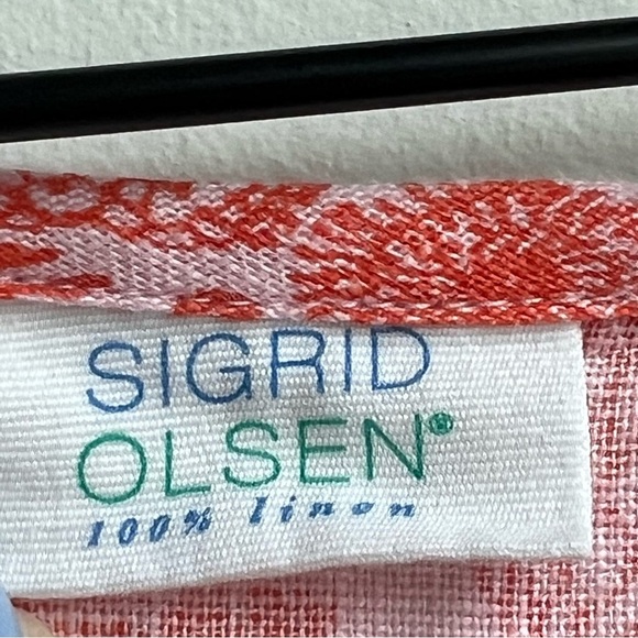 Sigrid Olsen Top Linen 1X Orange Shells Fish Tropical Beach Lagenlook Coastal - Picture 7 of 9